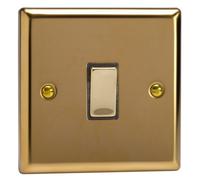 Varilight Single 20A Double Pole Switch - Classic Victorian Brass With Polished Brass Rocker, Xv20D