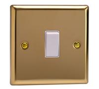 Varilight Single 20A Double Pole Switch - Classic Victorian Brass With White Rocker, Xv20W