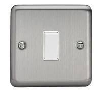 Varilight Single 20A Double Pole Switch - Value Matt Chrome With White Rocker, XS20W