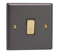 Varilight Single 20A Double Pole Switch - Vogue Slate With Polished Brass Rocker, Xy20V.sl