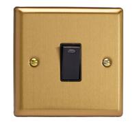 Varilight Single 20A Double Pole Switch With Neon - Classic Brushed Brass With Black Rocker, Xb20Nb