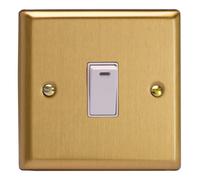 Varilight Single 20A Double Pole Switch With Neon - Classic Brushed Brass With White Rocker, Xb20Nw