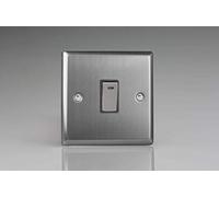Varilight Single 20A Double Pole Switch With Neon - Classic Brushed Steel With Brushed Steel Rocker, XT20ND