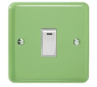 Varilight Single 20A Double Pole Switch With Neon - Lily Beryl Green With White Rocker, Xy20Nw.bg