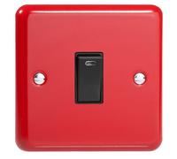 Varilight Single 20A Double Pole Switch With Neon - Lily Pillar Box Red With Black Rocker, Xy20Nb.pr