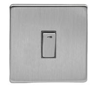 Varilight Single 20A Double Pole Switch With Neon - Screwless Brushed Steel With Brushed Steel Rocker, Xds20Nds
