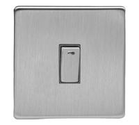 Varilight Single 20A Double Pole Switch With Neon - Screwless Brushed Steel With Brushed Steel Rocker