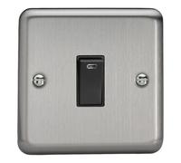 Varilight Single 20A Double Pole Switch With Neon - Value Matt Chrome With Black Rocker