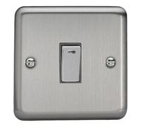 Varilight Single 20A Double Pole Switch With Neon - Value Matt Chrome With Brushed Steel Rocker, XS20ND