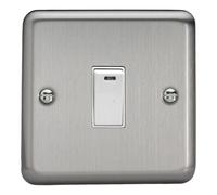 Varilight Single 20A Double Pole Switch With Neon - Value Matt Chrome With White Rocker, XS20NW
