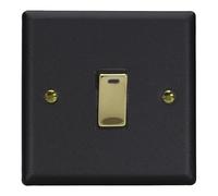 Varilight Rocker Switch Vogue XY20NV.MB – 1 Gang 20A Double Pole with Neon, Matt Black Brass Rocker