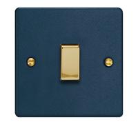 Varilight Single 3-Way 10A Intermediate Rocker Switch Midnight Blue With Brass Rocker Xdy7V.mn