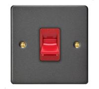 Varilight Single 45A Cooker Switch Graphite Grey With Red Rocker Xdy45S.gg