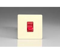 Varilight Single 45A Cooker Switch Screwless White Chocolate With Red Rocker Xdw45Ss