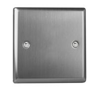 Varilight XTSB Classic Brushed Steel 1 Gang Single Blank Plate