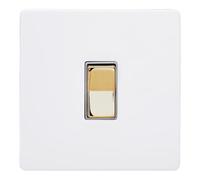Varilight Single Centre-Off Retractive Switch - Screwless Primed With Polished Brass Rocker, XDYKR1VS.PD