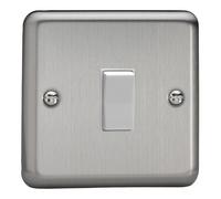 Varilight Single Centre-Off Retractive Switch - Value Matt Chrome With White Rocker, XSKR1W