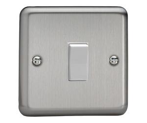 Varilight Single Centre-Off Retractive Switch - Value Matt Chrome With White Rocker, XSKR1W