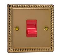 Varilight Single Cooker Switch - Classic Georgian Brass With Red Insert, Xg45S