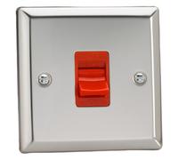 Varilight Single Cooker Switch - Classic Mirror Chrome With Red Insert, Xc45S