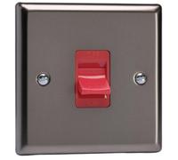 Varilight Single Cooker Switch - Classic Pewter With Red Insert, Xr45S