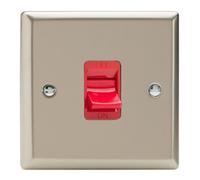 Varilight Single Cooker Switch - Classic Satin With Red Insert, Xn45S