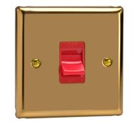 Varilight Single Cooker Switch - Classic Victorian Brass With Red Insert, Xv45S