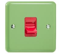 Varilight Single Cooker Switch - Lily Beryl Green With Red Insert, Xy45S.bg
