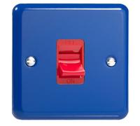 Varilight Single Cooker Switch - Lily Reflex Blue With Red Insert, Xy45S.rb