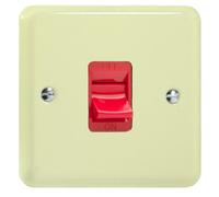 Varilight Single Cooker Switch - Lily White Chocolate With Red Insert, Xy45S.wc