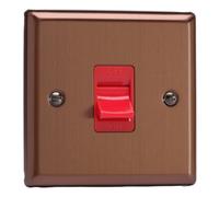 Varilight Single Cooker Switch - Urban Brushed Bronze With Red Insert, Xy45S.bz