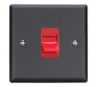 Varilight Single Cooker Switch - Urban/vogue Matt Black With Red Insert, Xy45S.mb