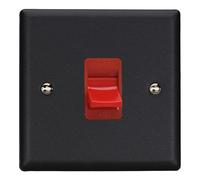 Varilight Single Cooker Switch - Urban/Vogue Matt Black with Red Insert
