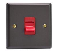Varilight Single Cooker Switch - Vogue Slate With Red, Xy45S.sl