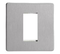 Varilight Single DataGrid Plate - Screwless Brushed Steel, XDSG1S