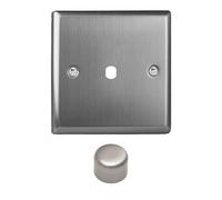 Varilight Single Faceplate Kit (Dimmer Modules Not Included) - Classic Brushed Steel With Brushed Steel Knob, WT1