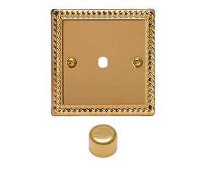 Varilight Single Faceplate Kit (Dimmer Modules Not Included) - Classic Georgian Brass With Polished Brass Knob, WG1
