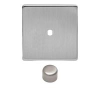 Varilight Single Faceplate Kit (Dimmer Modules Not Included) - Screwless Brushed Steel With Brushed Steel Knob, WDS1S
