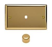Varilight Single Faceplate Kit (Dimmer Modules Not Included) Twin Plate - Classic Victorian Brass With Brass Knob, Wvd1
