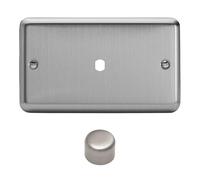 Varilight Single Faceplate Kit (Dimmer Modules Not Included) Twin Plate - Value Matt Chrome With Brushed Steel Knob, WSD1
