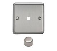 Varilight Single Faceplate Kit (Dimmer Modules Not Included) - Value Matt Chrome With Brushed Steel Knob, WS1