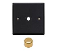Varilight Single Matrix Dimmer Kit - Vogue Matt Black With Polished Brass Knob
