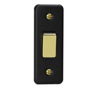 Varilight Single Light Switch 2-Way - Architrave Matt Black With Polished Brass Rocker