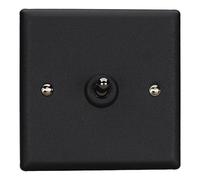 Varilight Urban Matt Black 1 Gang 2-Way 10 Amp Toggle Switch, 91x91x36mm