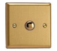 Varilight Single Momentary Retractive Switch - Classic Brushed Brass With Polished Brass Button, Xbm1