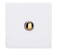 Varilight Single Momentary Retractive Switch - Screwless Primed Paintable With Polished Brass Button XDYM1VS.PD