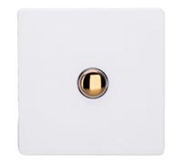 Varilight Single Momentary Retractive Switch - Screwless Primed Paintable With Polished Brass Button XDYM1VS.PD