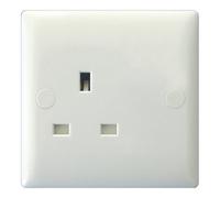 Varilight Single Plug Socket Unswitched 13A - Value Polar White With White Insert, Xo4Uw
