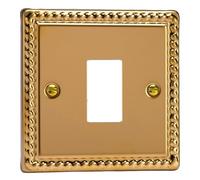 Varilight PowerGrid Plate XGPGY1 Georgian 1-Gang Polished Brass Single Plate Yellow