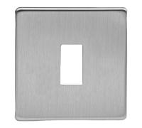 Varilight Single PowerGrid Plate Kit - Screwless Brushed Steel, XDSPGY1S